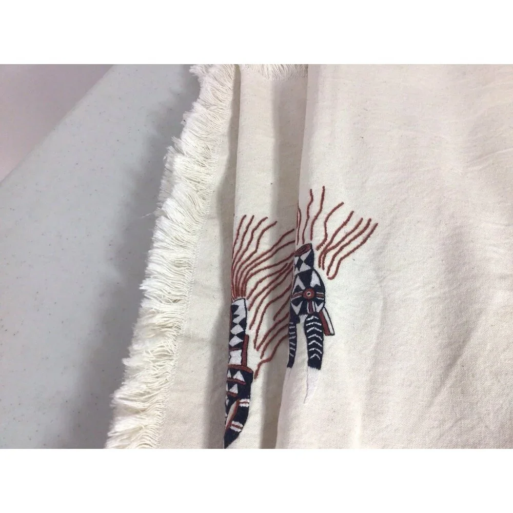 Tribal South American Tablecloth Embroidered Native Natural Fibers